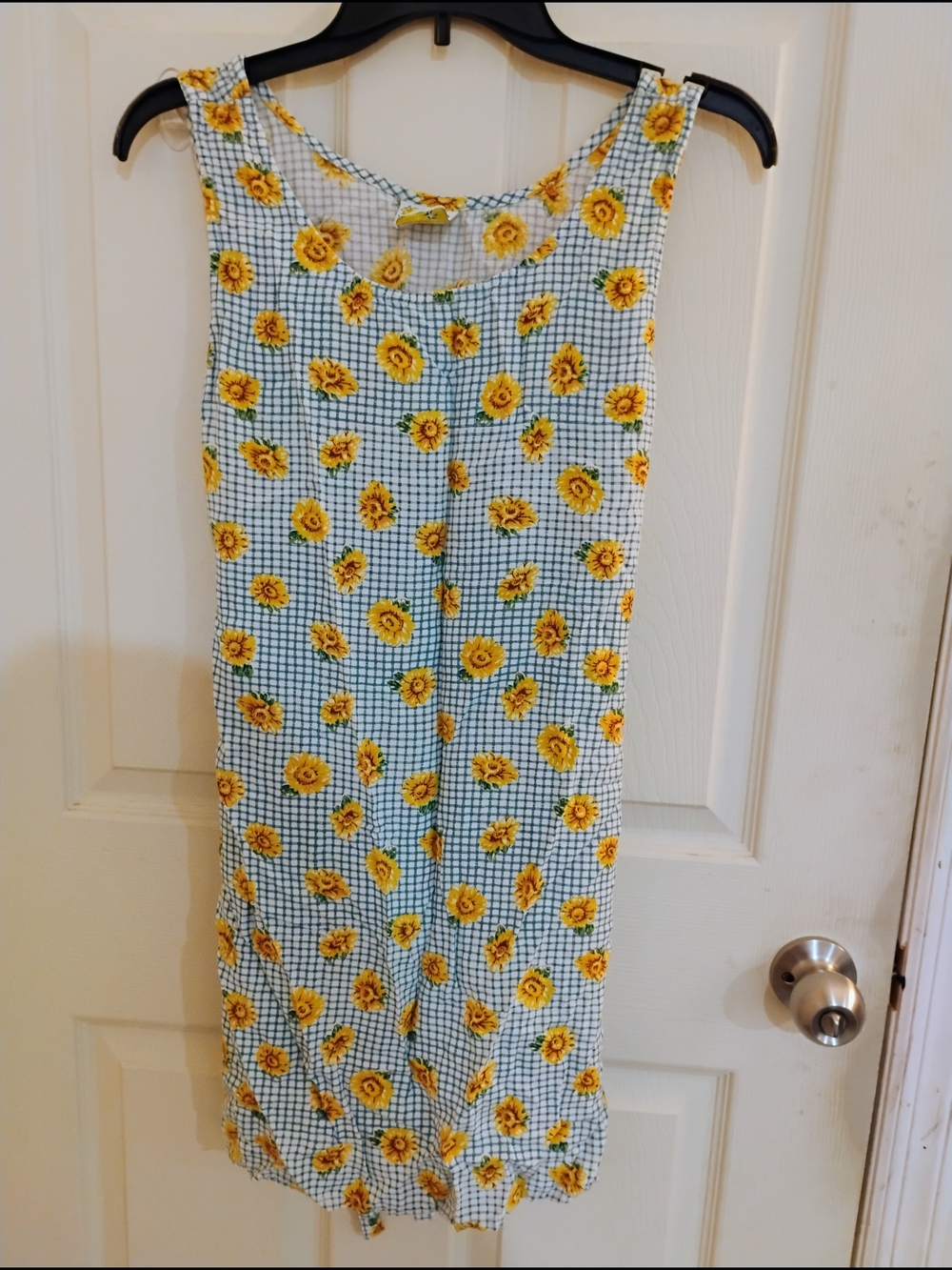 Wildflowers Yellow Sunflower Gingham Shift Mini Dress - Picture 1 of 7